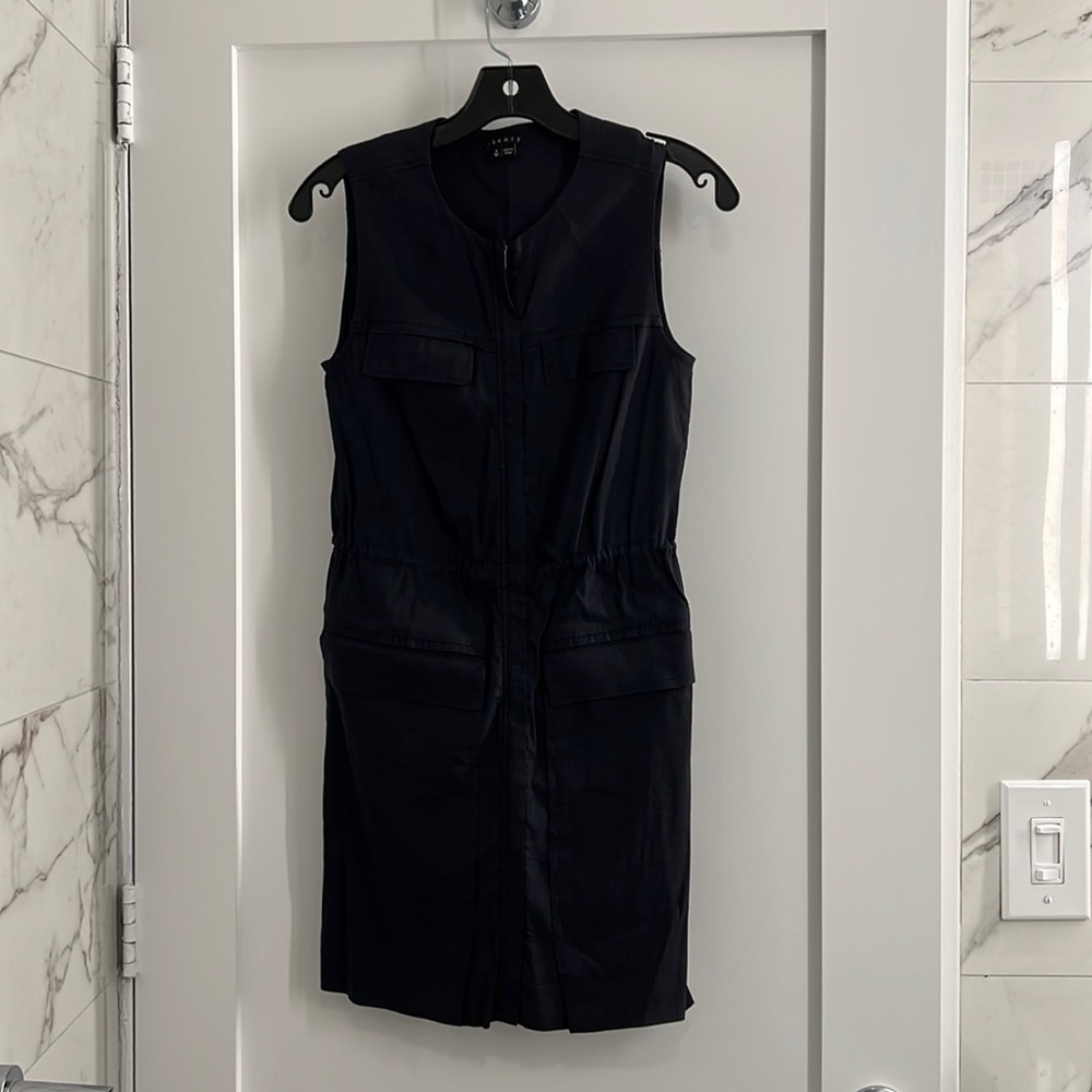 Theory linen sleeveless navy dress